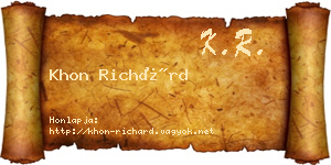 Khon Richárd névjegykártya